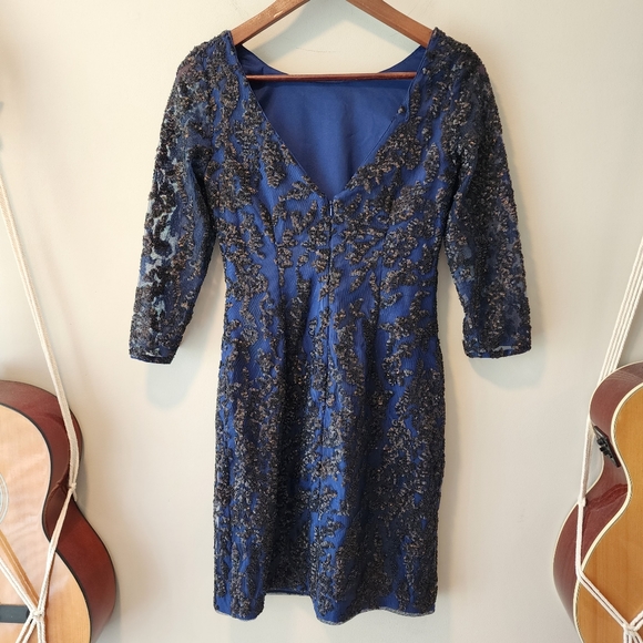 Aidan Mattox Sequin Bateau Neck Column Dress - Picture 3 of 7